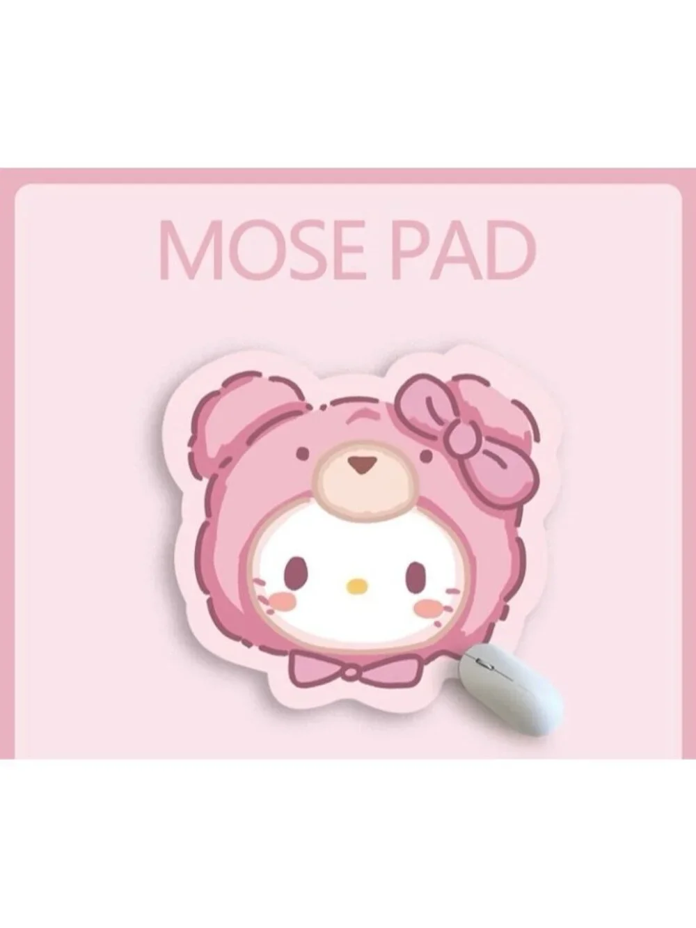 Pink Kitty Bear Mouse Pad Kawaii Desk Pad Cute Non Slip Mouse Mat